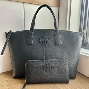 Tory Burch McGraw Top-Zip Satchel and McGraw Zip Continental Wallet
